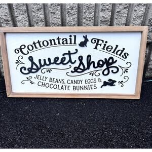 Farmhouse Easter Natural Wood Sign Cottontail Fields Wall Decor